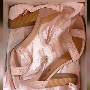 Justfab size 10 pastel pink heeled dress sandal shoes with 3inches+ heels